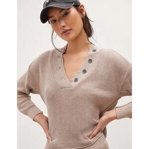 Daily Practice Anthropologie Waffle Knit Oatmeal Knit Loungewear Size Small EUC